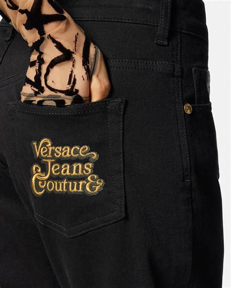 Logo Embroidered Jeans Black 